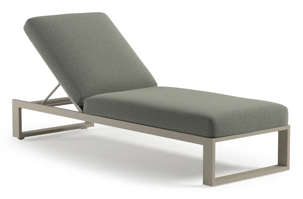 Verato verstelbaar ligbed in beige aluminium met savane leaf all weather sunbrella® luxe kussen Exclusieve Aanbieding