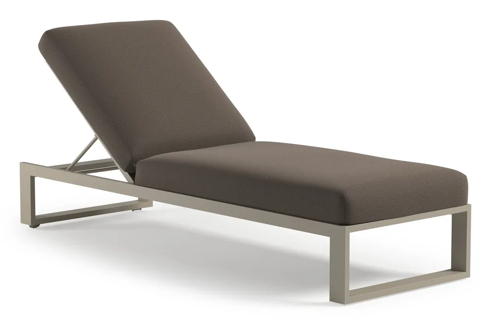 Verato verstelbaar ligbed in beige aluminium met lopi coconut all weather sunbrella® luxe kussen Koop Vandaag