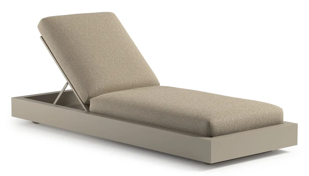 Como verstelbaar ligbed in beige aluminium met bora forest all weather cosytica kussen Fabrieksprijs