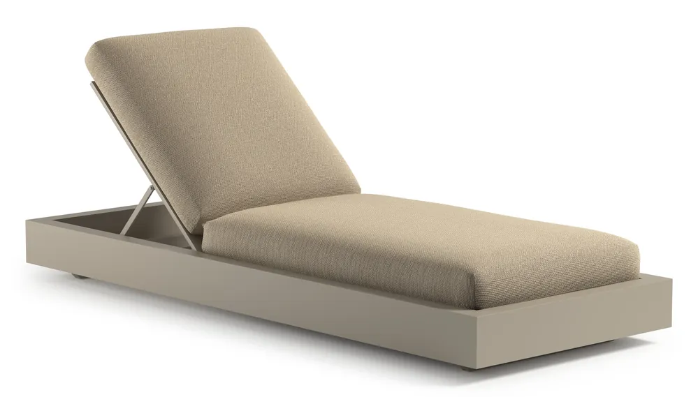 Favoriet Como verstelbaar ligbed in beige aluminium met althea camel all weather cosytica kussen