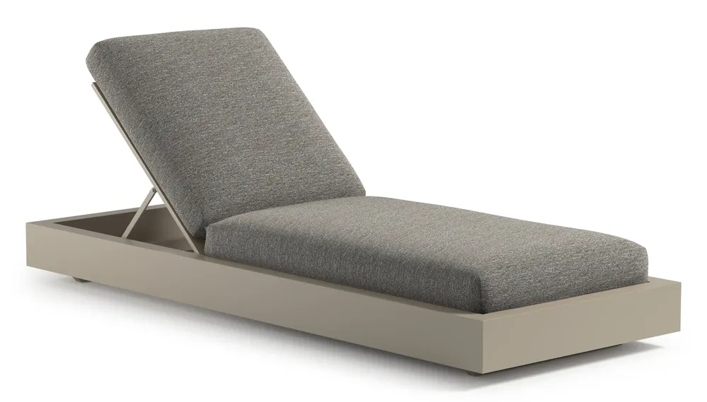 Beperkt Aanbod Como verstelbaar ligbed in beige aluminium met tundra pepper all weather sunbrella® luxe kussen