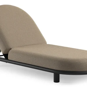 Weekendaanbieding Lomano verstelbaar ligbed in zwart aluminium met madagascar oak all weather cosytica kussen