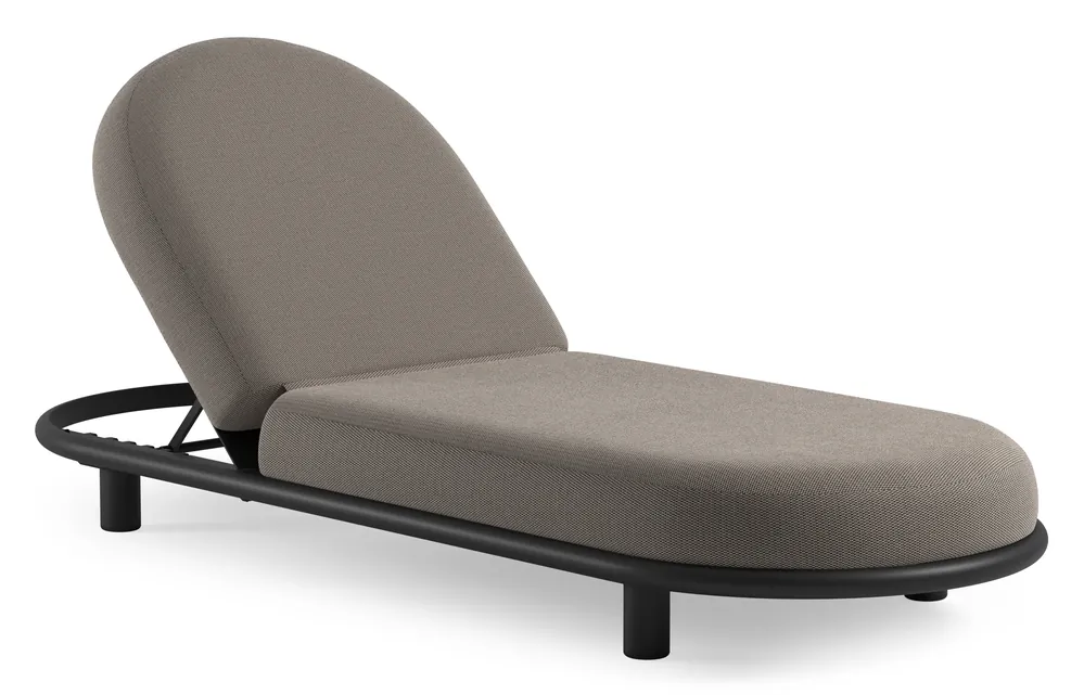 Beperkt Aanbod Lomano verstelbaar ligbed in zwart aluminium met lopi pepper all weather sunbrella® luxe kussen