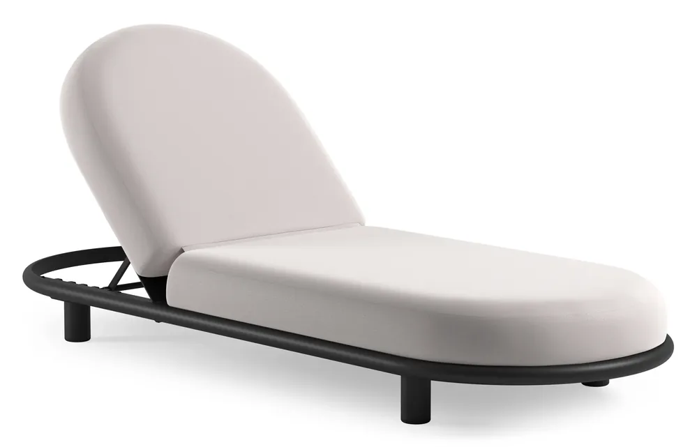 Direct Beschikbaar Lomano verstelbaar ligbed in zwart aluminium met savane whisper all weather sunbrella® luxe kussen