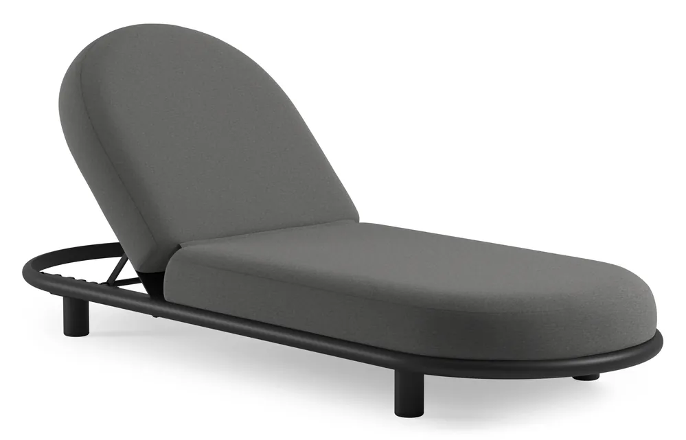Dagaanbieding Lomano verstelbaar ligbed in zwart aluminium met heritage slate all weather sunbrella® luxe kussen