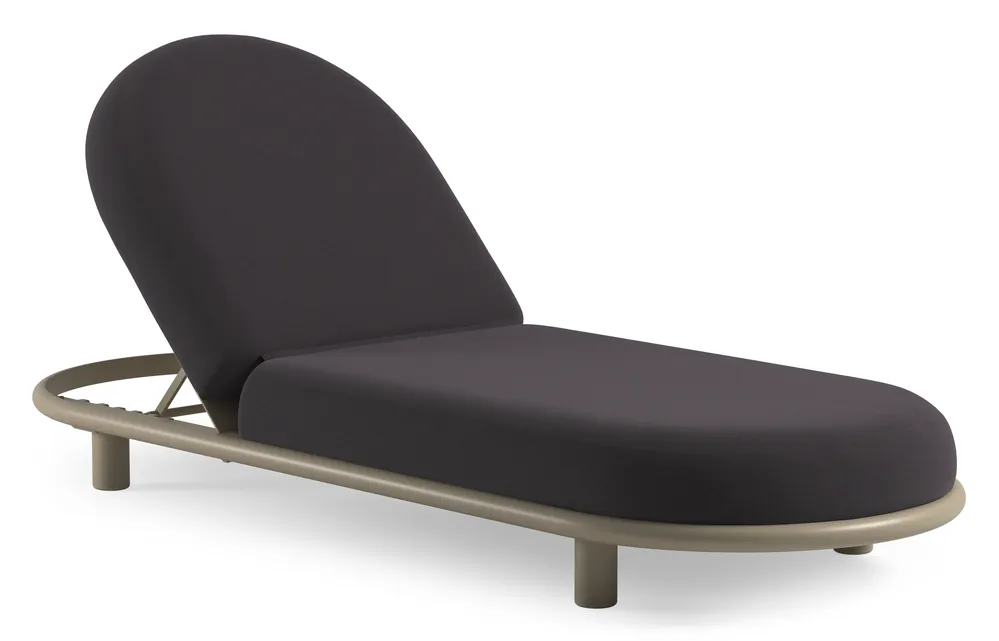 Lomano verstelbaar ligbed in beige aluminium met tundra red all weather sunbrella® luxe kussen Rechtstreeks Van De Fabrikant