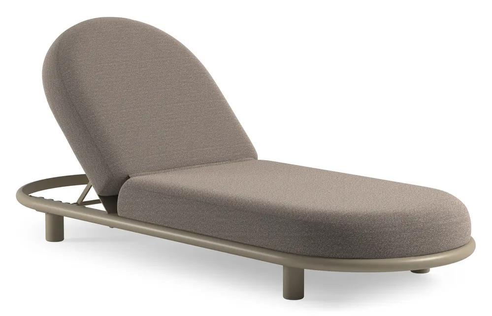 Laatste Kans Lomano verstelbaar ligbed in beige aluminium met wander manioc all weather sunbrella® luxe kussen