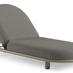 Aanbieding Lomano verstelbaar ligbed in beige aluminium met tundra charcoal all weather sunbrella® luxe kussen