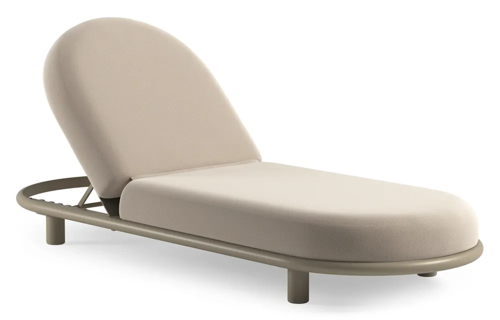 Seizoensaanbieding Lomano verstelbaar ligbed in beige aluminium met lopi antique all weather sunbrella® luxe kussen