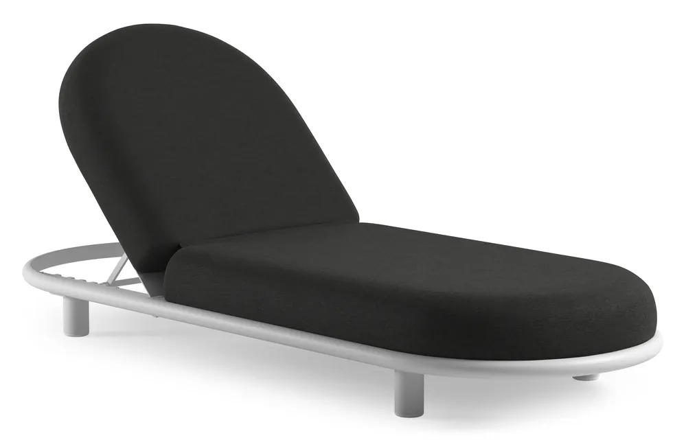 Goedkoop Lomano verstelbaar ligbed in wit aluminium met chartres sooty all weather sunbrella® luxe kussen