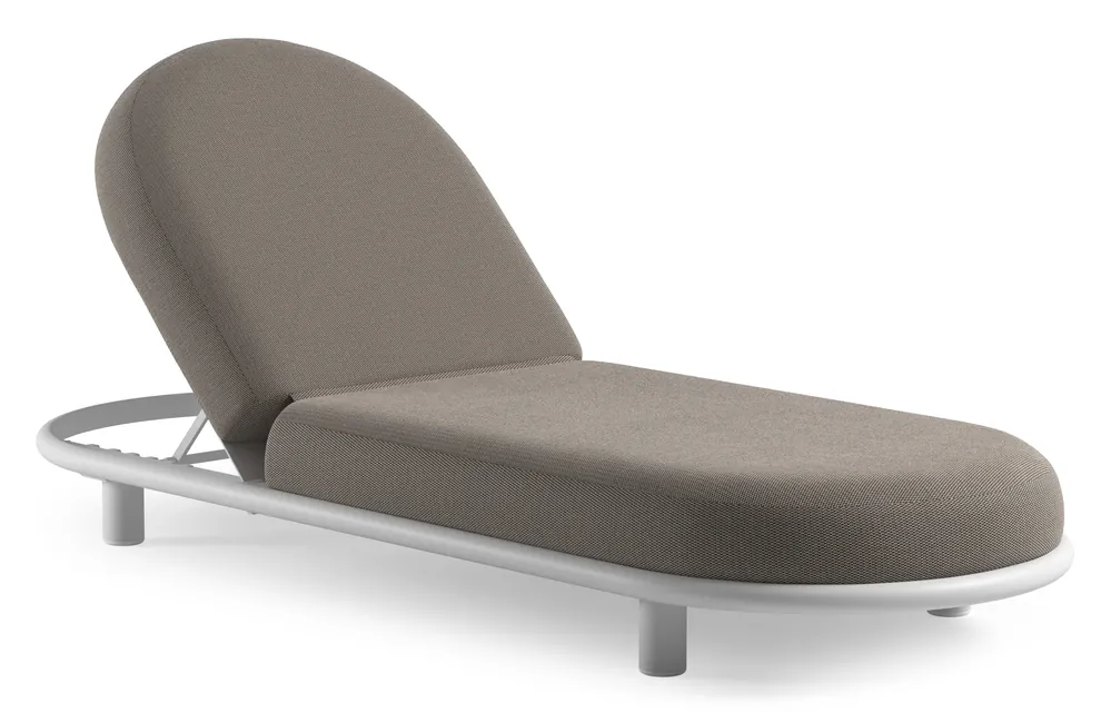 Actieprijs Lomano verstelbaar ligbed in wit aluminium met lopi pepper all weather sunbrella® luxe kussen