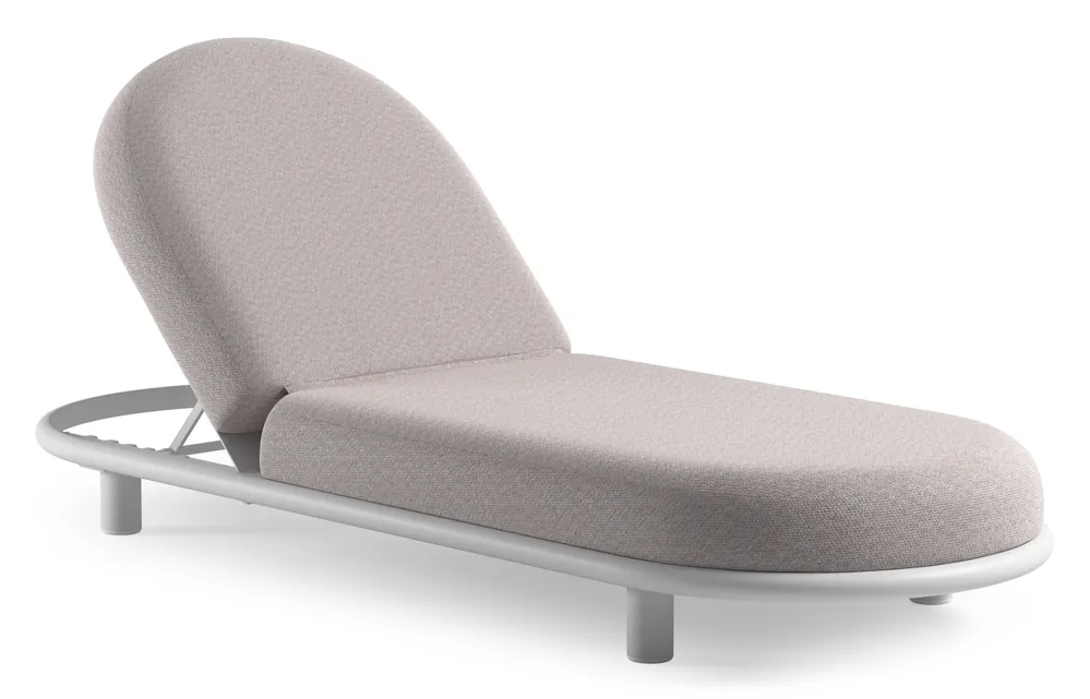 Korting Lomano verstelbaar ligbed in wit aluminium met wander gobi all weather sunbrella® luxe kussen