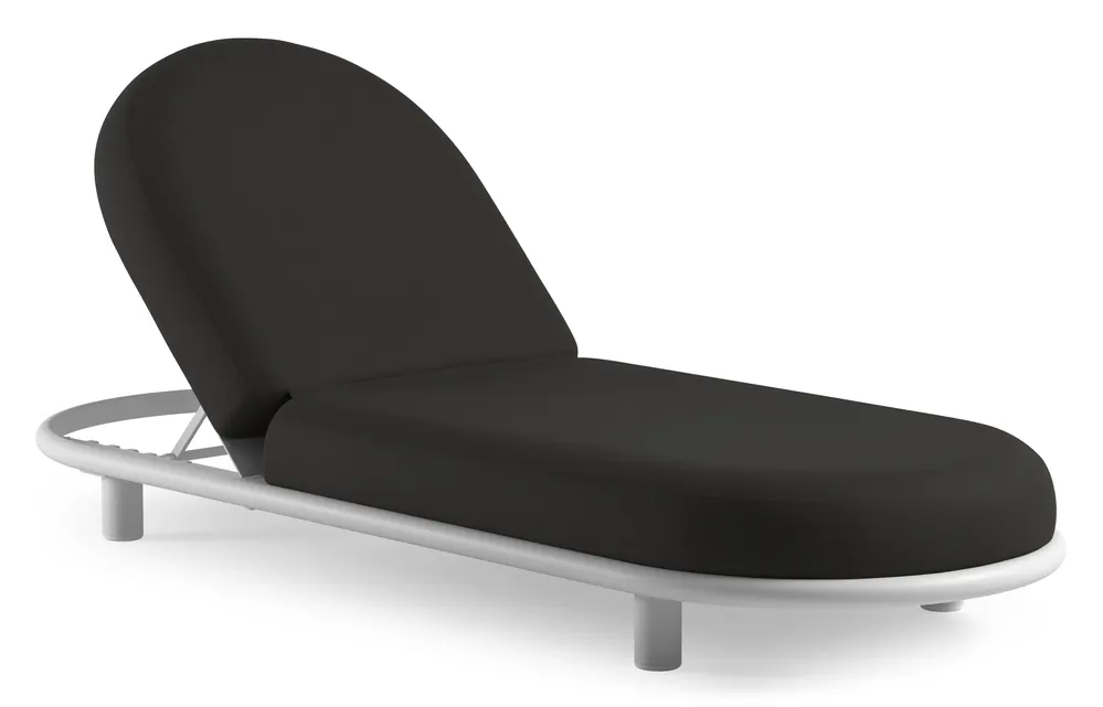 Lomano verstelbaar ligbed in wit aluminium met heritage char all weather sunbrella® luxe kussen Express Levering