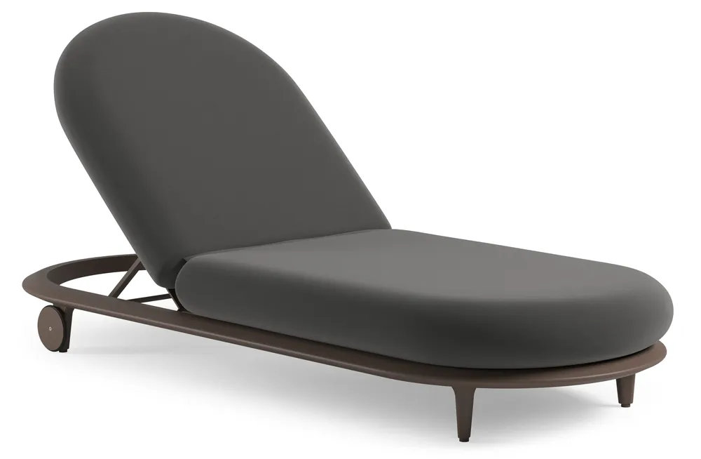 Bomero verstelbaar ligbed in taupe aluminium met natte charcoal chine all weather sunbrella® luxe kussen Goedkoop