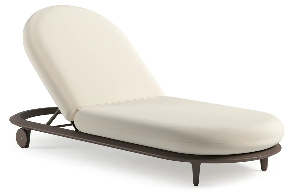 Koop Online Bomero verstelbaar ligbed in taupe aluminium met natte white all weather sunbrella® luxe kussen