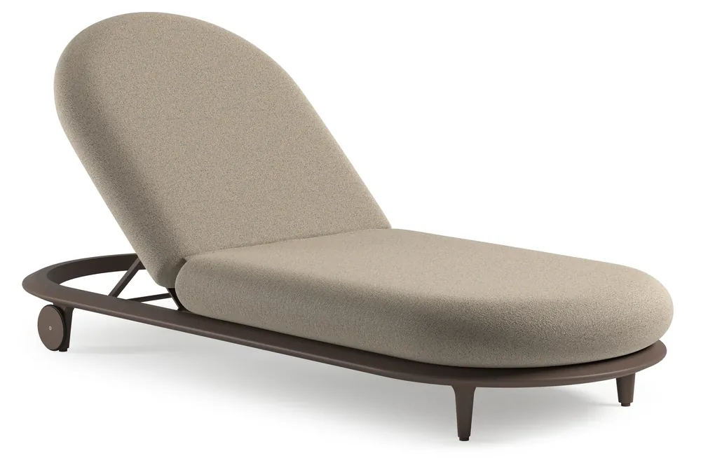 Bomero verstelbaar ligbed in taupe aluminium met marbella beige all weather cosytica kussen Koop Vandaag