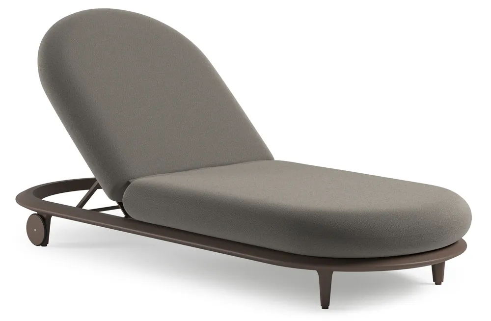 Veilige Betaling Bomero verstelbaar ligbed in taupe aluminium met lopi silver all weather sunbrella® luxe kussen