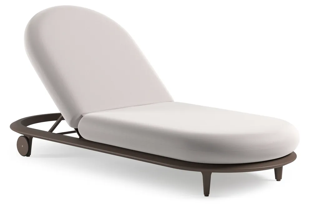 Bomero verstelbaar ligbed in taupe aluminium met savane whisper all weather sunbrella® luxe kussen Meest Verkocht