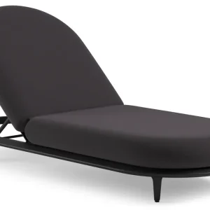 Aanbieding Bomero verstelbaar ligbed in zwart aluminium met tundra red all weather sunbrella® luxe kussen