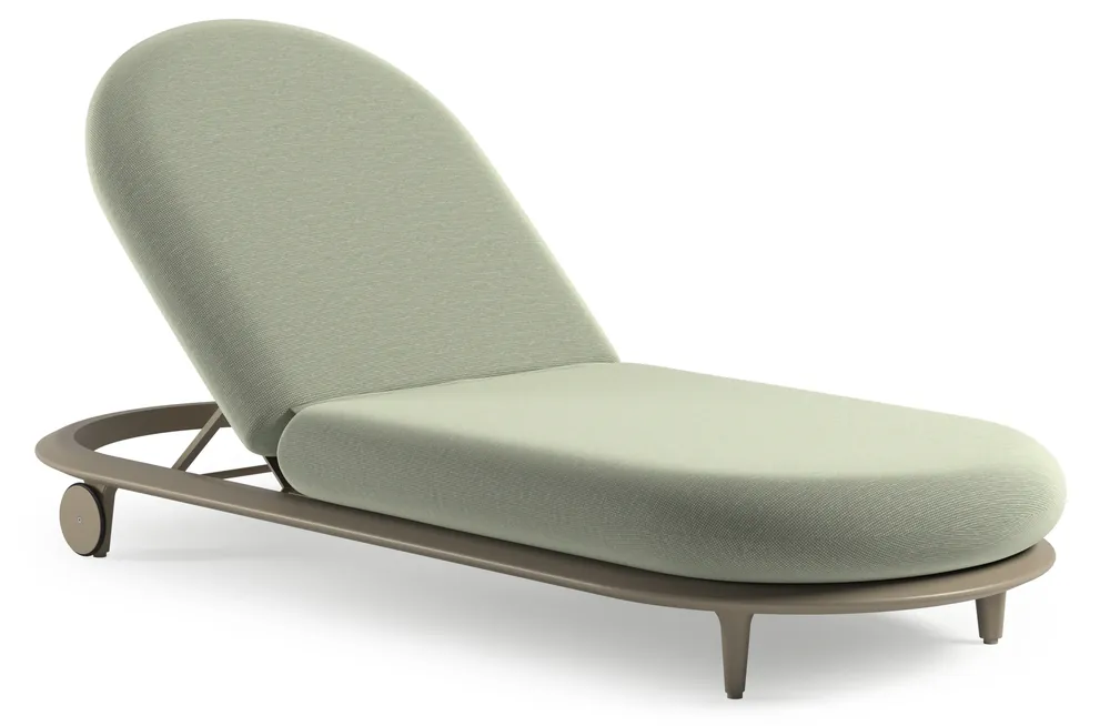 Bomero verstelbaar ligbed in beige aluminium met slow spirea all weather sunbrella® luxe kussen Lage Prijs