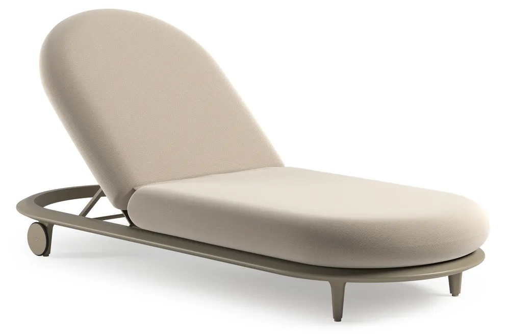 Bomero verstelbaar ligbed in beige aluminium met lopi antique all weather sunbrella® luxe kussen Korting