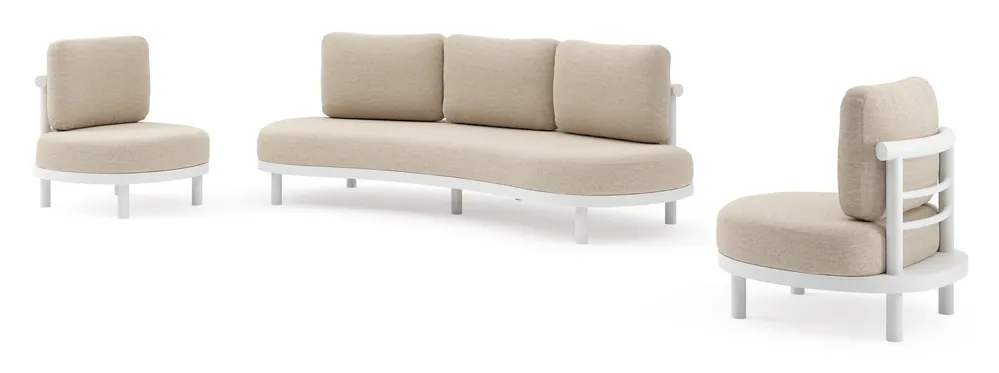 Flitsaanbieding Lindo loungeset in wit aluminium met rustic weather+ softtouch kussen