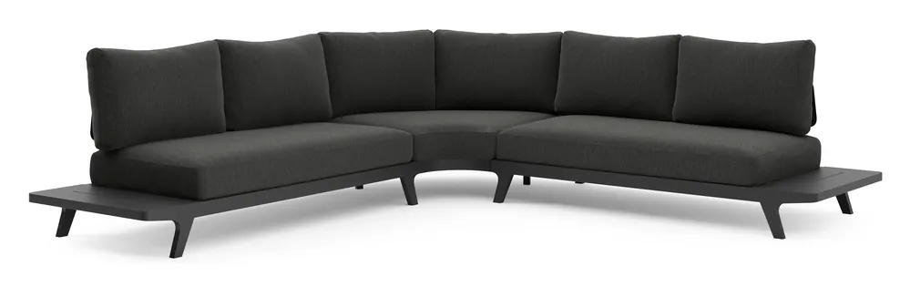 Bolzano loungehoek in zwart aluminium met sky black weather+ softtouch kussen Populair