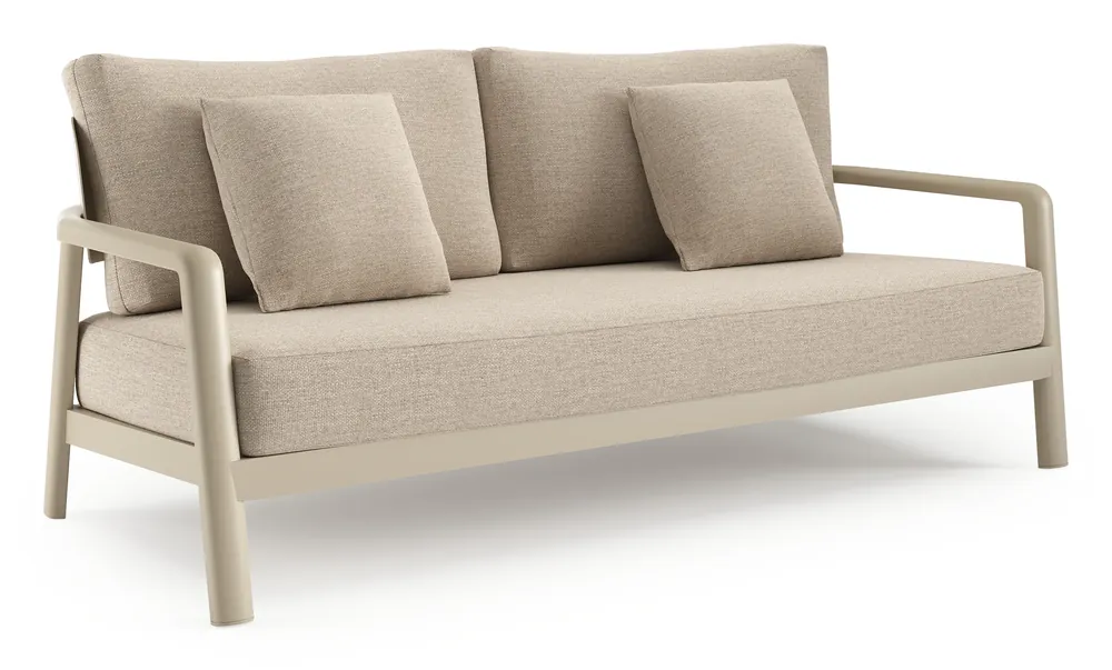 Salamanca loungebank in beige aluminium met rustic weather+ softtouch kussen Snelle Levering
