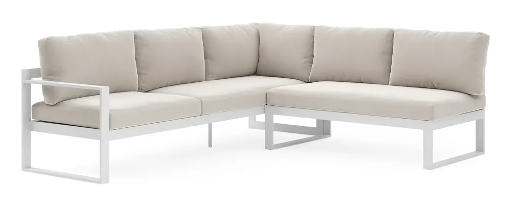 Caldela loungehoek in wit aluminium met beige kussen Shop Nu