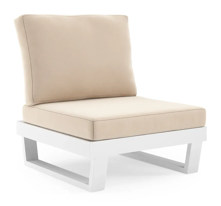 Actieprijs Modica loungestoel in wit aluminium met natte linen chalk all weather sunbrella premium kussen