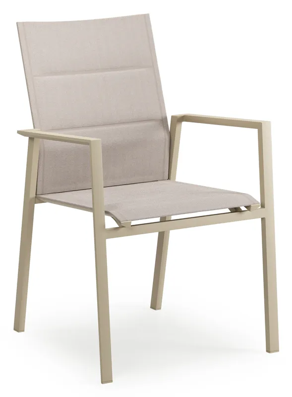 Cirello stapelbare tuinstoel in beige aluminium en beige dubbele comfort textilene Superprijs