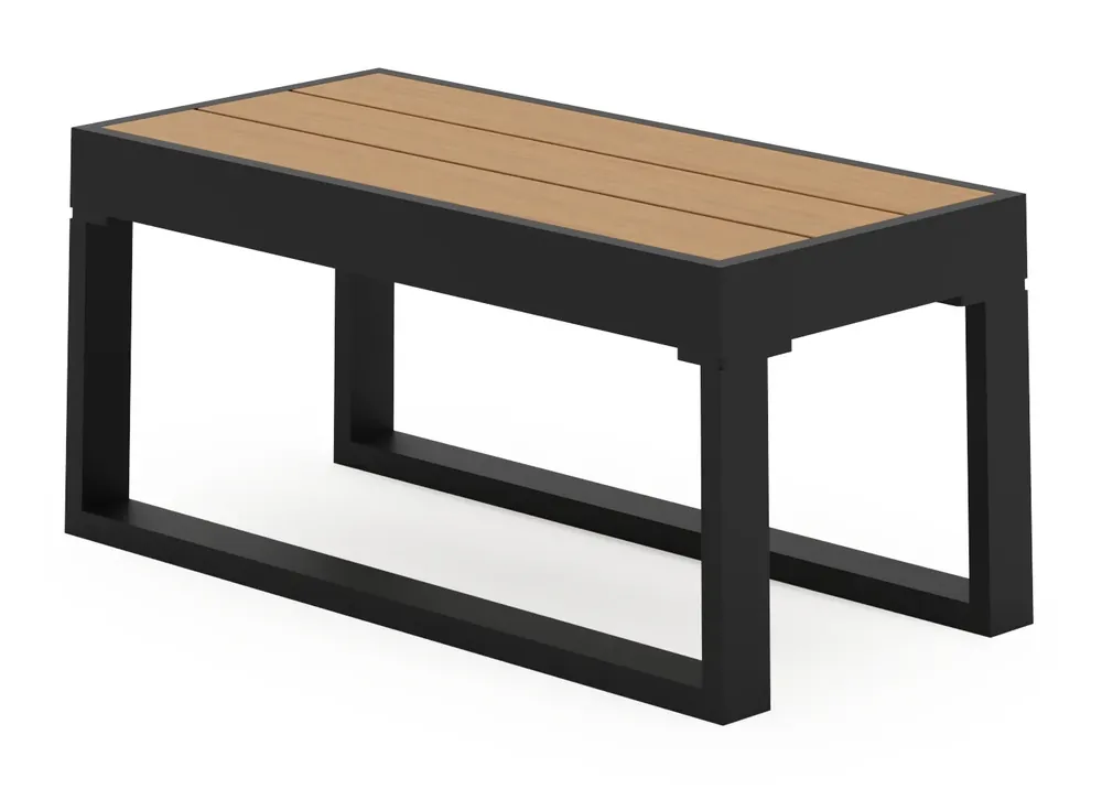 Betaalbaar Caldela bijzettafel in zwart aluminium met polywood - L 70 x B 34 x H 31 cm