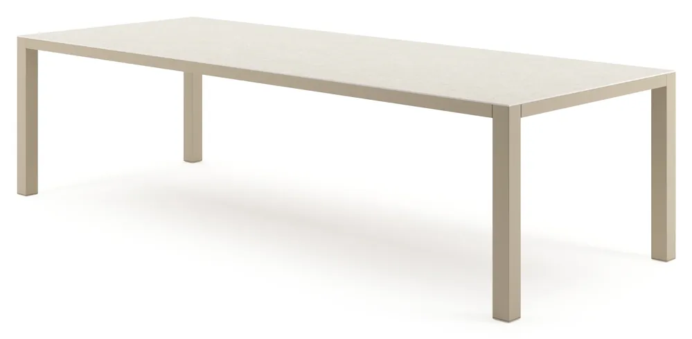 Como tuintafel rechthoekig in beige aluminium en volkeramiek Shilin - L 280 x B 110 x H 75 cm Uitverkoop
