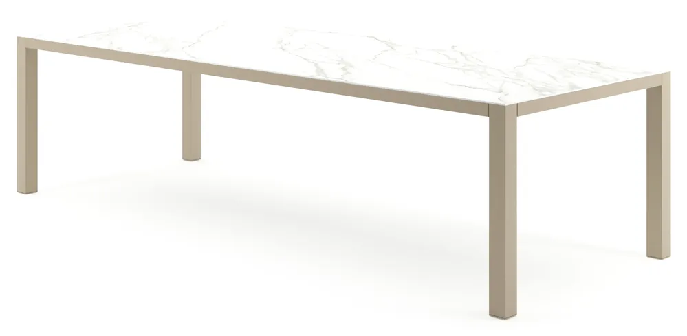 Como tuintafel rechthoekig in beige aluminium en volkeramiek Calacatta - L 280 x B 110 x H 75 cm Dagaanbieding