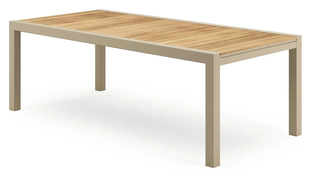 Dagaanbieding Calobra verlengbare tuintafel rechthoekig in beige aluminium en teak - L 220-330 x B 107 x H 75 cm