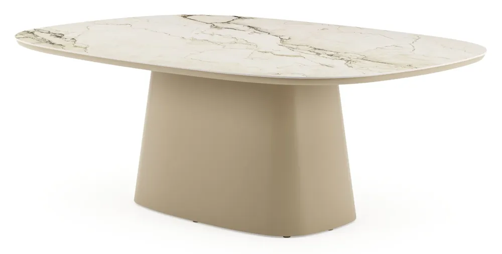 Finale Uitverkoop Amico tuintafel bombo xl in beige aluminium en volkeramiek Colorado Dunes - L 210 x B 148 x H 74 cm