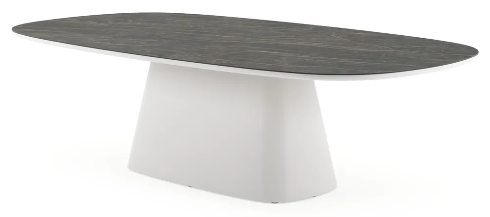 Beste Prijs Amico tuintafel bombo xl in wit aluminium en volkeramiek Black Obsession - L 270 x B 148 x H 74 cm