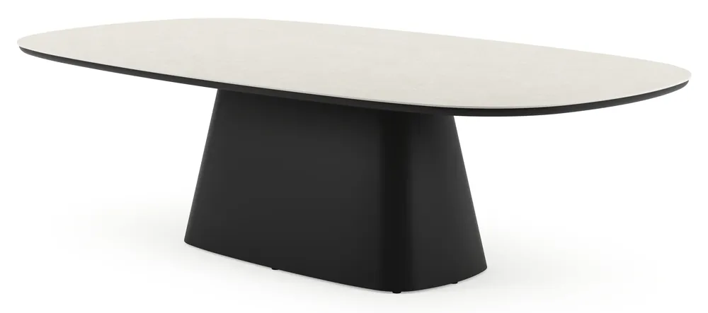 Lage Prijs Amico tuintafel bombo xl in zwart aluminium en volkeramiek Shilin - L 270 x B 148 x H 74 cm