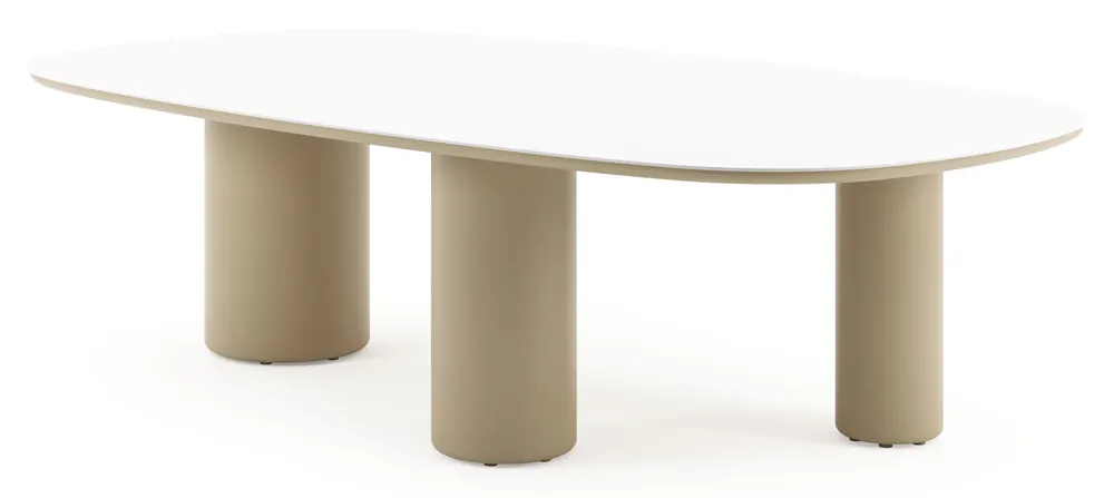 Amico tuintafel bombo xl in beige aluminium en volkeramiek Arctic White - L 270 x B 148 x H 74 cm Seizoensaanbieding