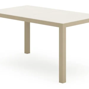 Toma tuintafel in beige aluminium en beige sintered stone - L 140 x B 80 x H 73 cm Superprijs