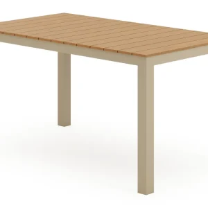 Toma tuintafel in beige aluminium en polywood - L 140 x B 80 x H 73 cm Flitsaanbieding