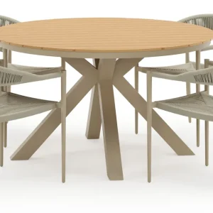 Tora tuinset in beige aluminium en polywood met 4 Guarda tuinstoelen Hoge Kwaliteit