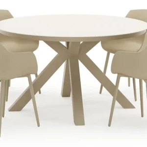 Tora tuinset in beige aluminium en beige sintered stone met 4 Paco tuinstoelen Favoriet