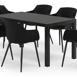 Toma tuinset in zwart aluminium en zwart sintered stone met 6 Paco tuinstoelen Gratis Retour