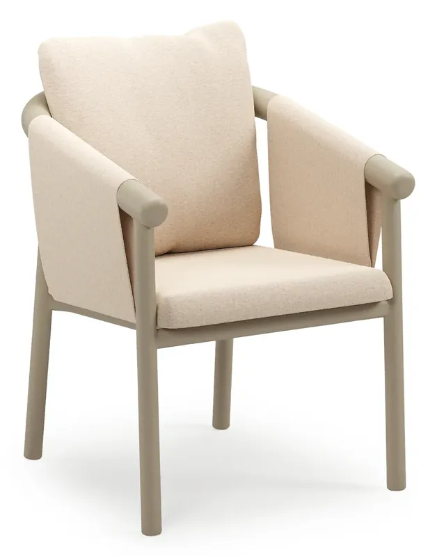 Amico stapelbare tuinstoel in beige aluminium met stoelkussen in All Weather Sunbrella® Luxe Heritage Papyrus Nu Kopen