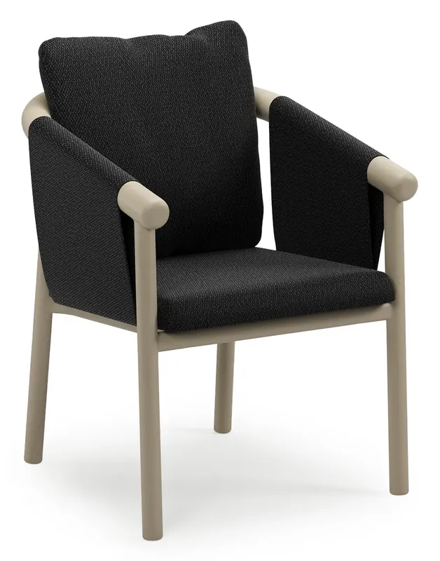 Amico stapelbare tuinstoel in beige aluminium met stoelkussen in All Weather Sunbrella® Luxe Lopi Baribal Laatste Kans