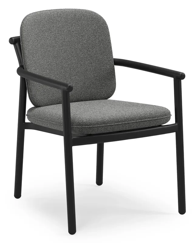 Bono stapelbare tuinstoel in zwart aluminium met stoelkussen in All Weather Cosytica Catania Black Dagaanbieding