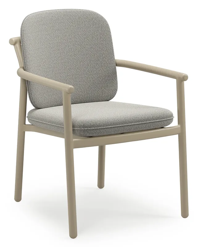 Goedkoop Bono stapelbare tuinstoel in beige aluminium met stoelkussen in All Weather Sunbrella® Luxe Savane Tunder