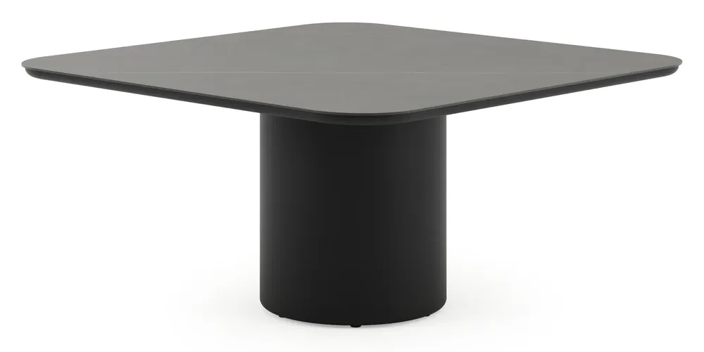 Amico tuintafel afgerond vierkant in zwart aluminium en volkeramiek Calatorao - L 148 x B 148 x H 74 cm Korting