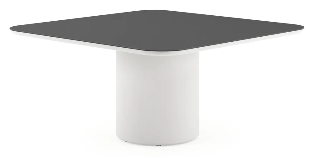 Amico tuintafel afgerond vierkant in wit aluminium en volkeramiek Nero Black - L 148 x B 148 x H 74 cm Direct Beschikbaar